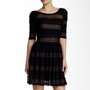 BCBG Maxazria Women's style Loue black and nude lace dress size medium